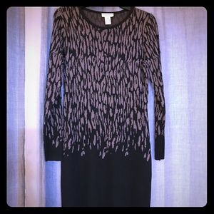 Black with grey motif knit dress
